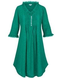 At Last - Annabel Cotton Tunic In Hand Woven Teal - Lyst