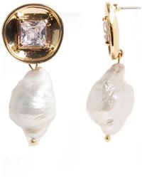 Saachi - Disc Pearl Drop Earrings - Lyst