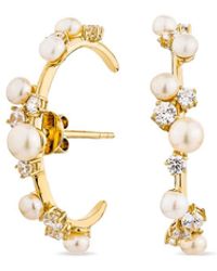 SALLY SKOUFIS - Eclipse Earrings With Natural Pearls & Made Cz Diamond Stimulant - Lyst