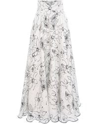 IZABELA MANDOIU - Floral Midi Viscose Skirt - Lyst