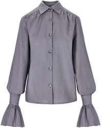 Mandragora - Cotton Anthracite Shirt With Decorative Cuffs – Carmen - Lyst