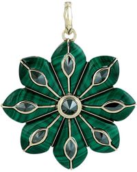 Artisan - 14K Malachite & Diamond Flower Pendant - Lyst