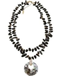 Farra - Obsidian With Shell Pendant Classical Necklace - Lyst