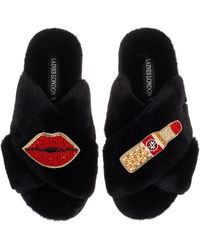 Laines London - Classic Laines Slippers With Lipstick & Lips Brooches - Lyst