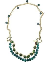 Farra - Gemstone With Chain Versatile Necklace - Lyst
