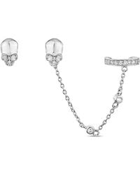 SALLY SKOUFIS - Peace Stud Ear Cuff Set With Made Cz Diamond Stimulant - Lyst