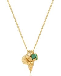 Nialaya - Talisman Necklace With Angel And Malachite Pendant - Lyst
