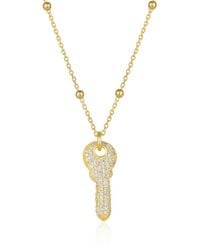 Spero London - Key Pendant Necklace With Beaded Chain Plated Sterling - Lyst