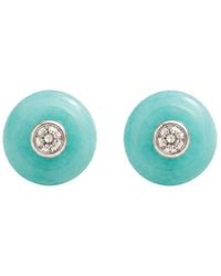 Lily Flo Jewellery - Jade And Diamond Stud Earrings - Lyst