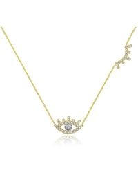 Genevieve Collection - 18k Yellow Gold Evil Eye & Eyelash Diamond Necklace - Lyst