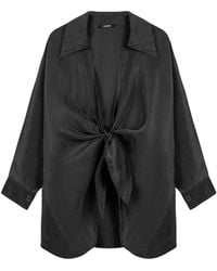 Nocturne - Front-Tie Longline Shirt - Lyst