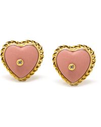 Vintouch Italy - Lovelight-Plated Heart Stud Earrings - Lyst