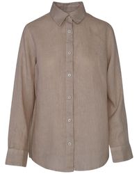 Haris Cotton - Neutrals Solid Linen Shirt With Long Sleeved Beach Sand - Lyst