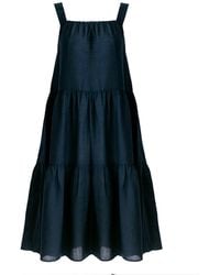 Zenzee - Cotton Linen Gathered Strap Tiered Dress - Lyst