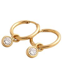 Lily Flo Jewellery - Aurora Round Diamond Bezel Hoop Earrings - Lyst