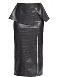 Mirimalist - Croco Leather Midi Skirt - Lyst