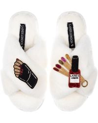 Laines London - Neutrals Classic Laines Slippers With Nail Tech Brooches - Lyst