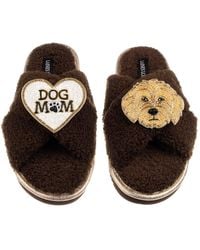 Laines London - Neutrals Boucle Slippers With Dog Mum/Mom & Golden Cockapoo Brooches - Lyst