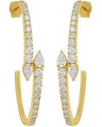 Artisan - 14K Pear Cut Diamond Open Hoop Earrings - Lyst