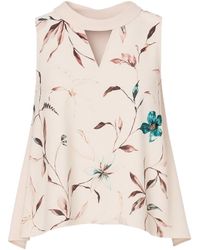Conquista - Sleeveless Print Satin Top - Lyst