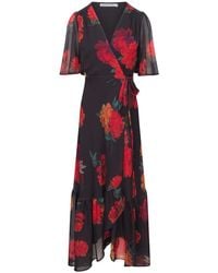 Hope & Ivy - The Priti Flutter Sleeve Maxi Wrap Dress With Tie Waist - Lyst