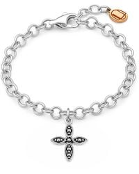 Unaloe - Floral Cross Charm Bracelet – Sterling - Lyst