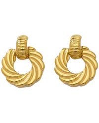 Elk & Bloom - Thick 14K Ribbed Hoop Studs - Lyst