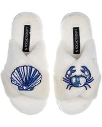 Laines London - Classic Laines Slippers With Mediterranean Shell & Crab Brooches - Lyst