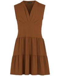 Conquista - Chocolate Viscose-Blend Jersey Sleeveless Dress - Lyst