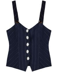Nocturne - Pinstripe Corset Bustier Top - Lyst