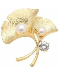 Angel Barocco - Natural Freshwater Pearl Ginkgo Leaf Brooch - Lyst