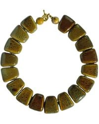 Edgar Navarro Jewelry - Neutrals Navarro Trapezoid Ceramic Statement Necklace With Jasper Stones - Lyst