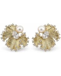 Angel Barocco - Freshwater Pearl Crystal Fan Stud Earrings - Lyst