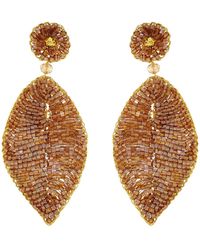 Lavish by Tricia Milaneze - Neutrals Amber & Leaf Handmade Crochet Earrings - Lyst