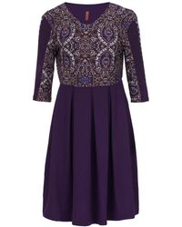 Conquista - Print Detail Dress With Full Pleated Skirt - Lyst