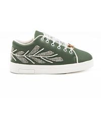 Rettrose - Isabel Luxury Sage Lycra Handmade Embellished Trainers - Lyst