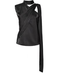 Julia Allert - Asymmetrical Satin Top With Choker Collar - Lyst
