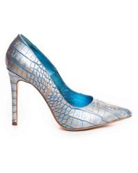 The 5Th Element - Bleu- Croc-Print Leather Stiletto Pumps - Lyst