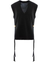 concept A trois - Knitted Vest With Side Ribbons - Lyst