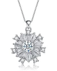Genevive Jewelry - Rachel Glauber Plated With Cubic Zirconia Flower Snowflake Pendant Necklace - Lyst