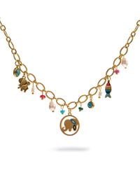 Ebru Jewelry - Lucky Elephant & Fish Charm Choker Necklace - Lyst
