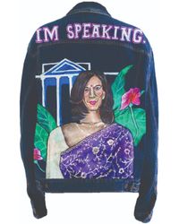 Quillattire - 'Im Speaking' Hand Painted Levis Denim Jacket - Lyst
