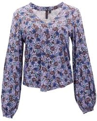 lords of harlech - Val Ternberg Floral Brownie Lyocell Stretch V-Neck Top - Lyst