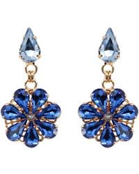 DAMAPREZIOSA - Daisy Pendant Earrings With Sapphire And Aquamarine Crystal Drops - Lyst