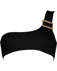 ANTONINIAS - Dulcet One-shoulder Bikini Top With Golden Buckle In - Lyst