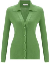 Peraluna - Polo V-Neck Ribbed Knit Cardigan - Lyst