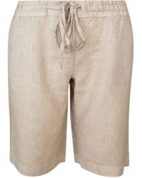 Haris Cotton - Neutrals Solid Linen Shorts With Knot Waist Slant Pocket Beach Sand - Lyst