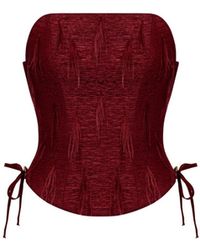 Elsava - Woven Feather Corset – Crimson - Lyst