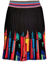 Lalipop Design - Black Mini Pleated Skirt With Colorful House Prints - Lyst