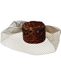 Romer Millinery - Neutrals Morphy Moldable Leopard Velvet Pill Box Hat With Veil - Lyst